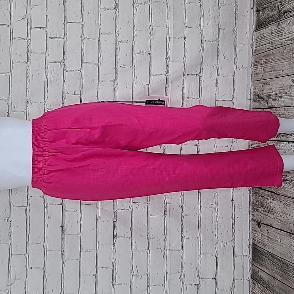 Callahan Relaxed High Rise Straight Leg Pull On Jade Pant in Lipstick Pink - NWT